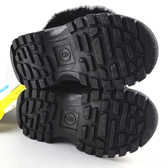 HOT PAWS Youth Girls Black Faux Fur Sparkles Winter Waterproof Boots -30°C Sz 6 - Picture 14 of 16